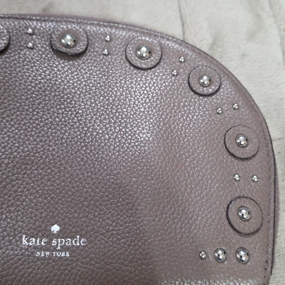 Kate Spade Shara Cosmetic Wallet Wristlet Larchment Ave.  Walnut Leather Studded